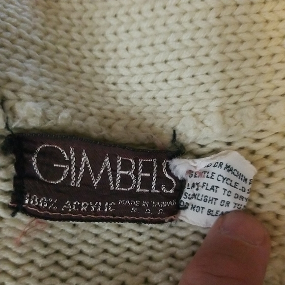 Gimbels Vintage Knitted Button Cardigan Fits Like Medium Cream Collard Cute Soft - Picture 3 of 8